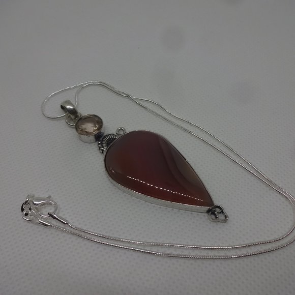 Natural "MOOKAITE JASPER & MORGANITE" Handmade Sterling Pendant/Chain #328 - Picture 2 of 3